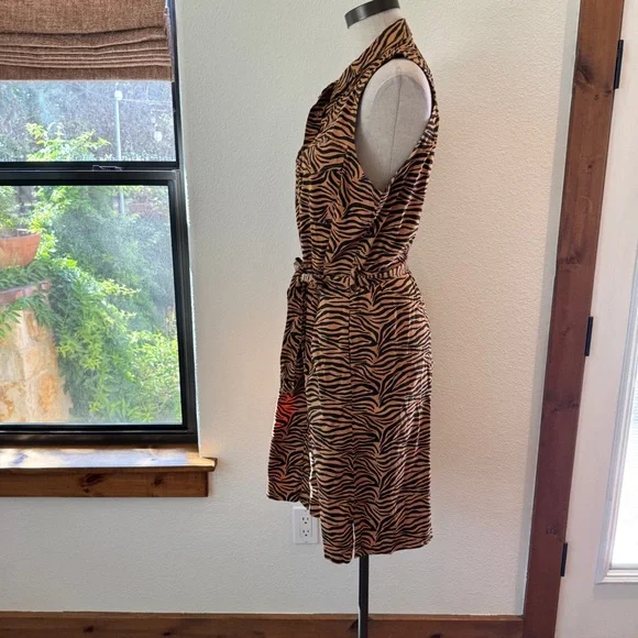 Anthropologie Maeve Tiger Print Cotton Shirt Dress size 14 - Picture 13 of 14